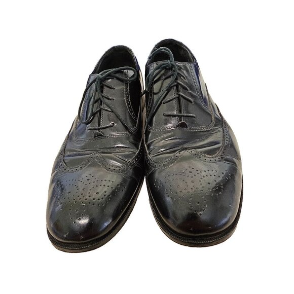 Mens Bostonian Dress Shoes Size 12 D Stockbridge Lace-Up Black Wing Tip - Picture 6 of 6